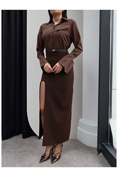 ESRAHELVACI Belted Slit Detail Skirt