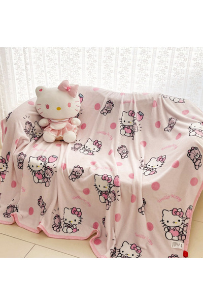 SANRIO Hello Kitty Cartoon Pattern Double-Sided Fleece Blanket (Size: 100cm x...
