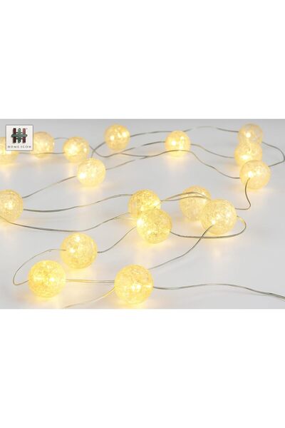 HOME ICON Crackle Globe String Lights (2-Pack) | 50 LED Warm White Fairy Ligh...
