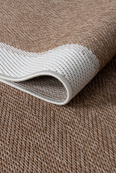 Meta Halı Mt Venüs Sisal Jüt - Beyaz Bordürlü Modern Dokuma Kilim Hasır Halı