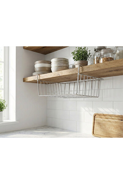 Tidy Home In-Cabinet Kangaroo Shelf Steel Basket Hanging Shelf Organizer Bask...