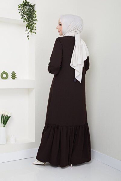 SG SARİALGİYİM New Season Premium Rabi̇a Crepe Summer Full-Length Ferace with...