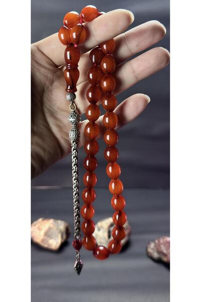 Kehribarkolik OSMANLI SIKMA TESBİHTEN TIRAŞ 15.5*11.5MM. 42.5GR. GÜMÜŞ DAHİL ...