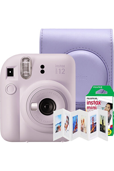 Fujifilm Инстантна фото камера Instax Mini 12 с оригинален калъф, рамка акорд...