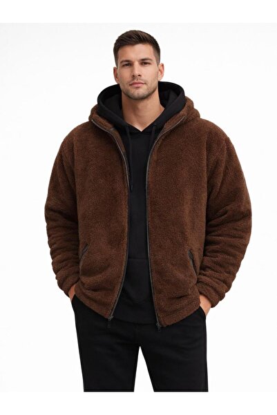 WENMİNG Men's Regular Fit Full Zip Thick Plush Jacket