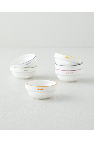 English Home Joyfull Seramik 6'lı Çerezlik 6 cm Renkli