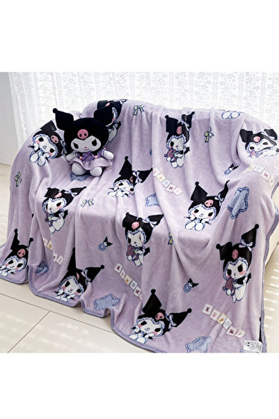 SANRIO Kuromi Cartoon Pattern Double-Sided Fleece Blanket (Size: 100 cm x 150...