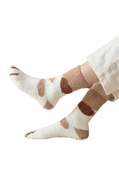 EFAYN.RO Women's socks, warm, soft, with cat paw print, size 36-42 EU, white ...