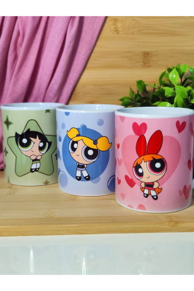 kuttuushop Powerpuff Girls 3'lü Arkadaşlık Bestfriend Kupası Büyük Bardak Kah...