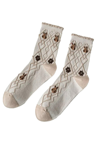 EFAYN.RO Women's socks, chic and delicate model, with bunny print, size 38 - ...