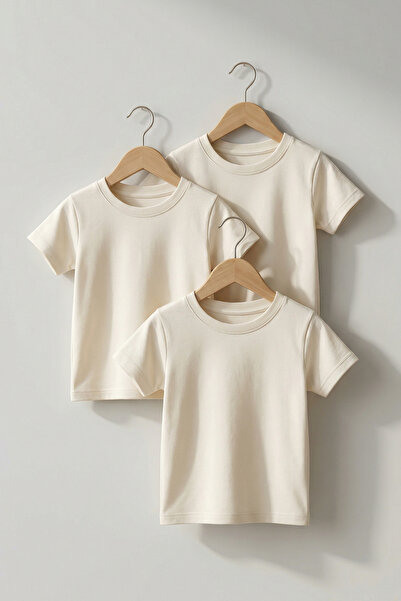 Abruzzo 3'lü Set Pamuklu Bebek Tişört Kısa Kollu Rahat Kalıp 0-3 Yaş