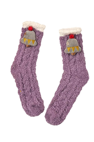 EFAYN.RO Women's socks, warm, soft, accessorized, universal size, purple with...