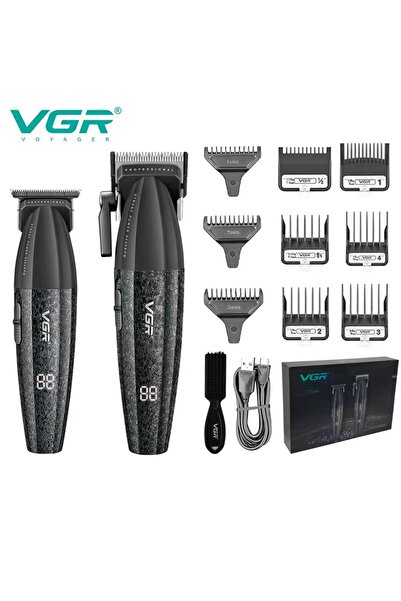 VGR v640 saç ve sakal kesim makinası 2 li set berber kuaför salonu makinası