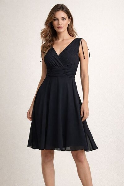 Gönülden Tasarım Black Sequin Embroidered Women's Chiffon Dress Size 38