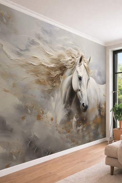 dreamwall At Figürlü Yağlı Boya Efektli Modern Sanat Temalı Tek Parça Tekstil...