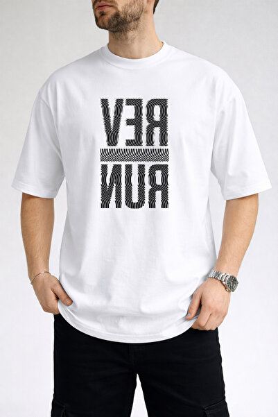 caddekombin Tricou alb pentru bărbați, cu imprimeu text și design cu litere o...