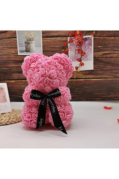 OEM Ursuleț de pluș din spumă, trandafiri, roz, 25cm, lucrat manual, cutie tr...