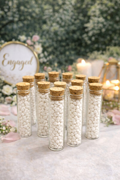 Bev Kitchen 40ADET Mantar Tıpalı Cam BOŞ Şişe & Kına Nişan Düğün Hediyelik Şi...