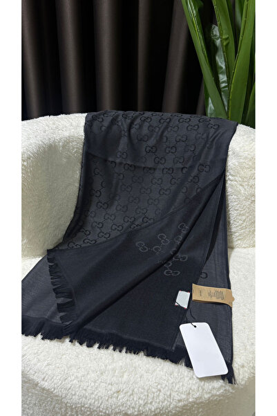 ALURA LUXE G Desen Yün İpek Şal-Kadın Siyah Şal