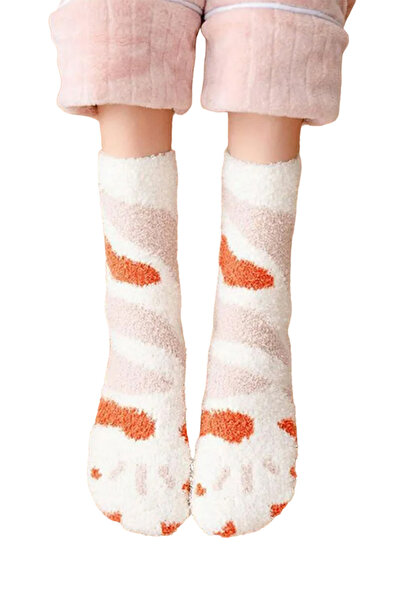 EFAYN.RO Sosete dama, model pufos si calduros cu imprimeu labuta de pisica, m...