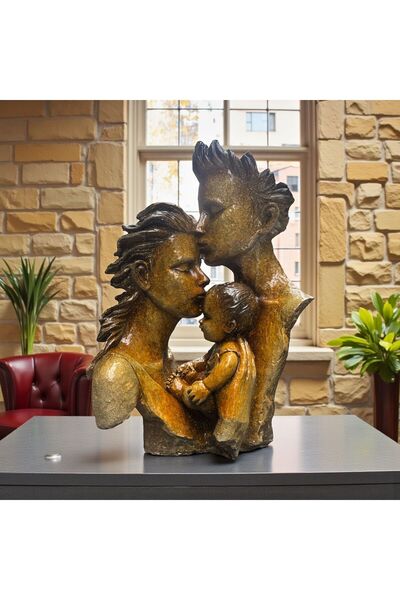 Peramari Dekoratif Polyester Biev Anne- Baba-Çoçuk Biblo Sarı