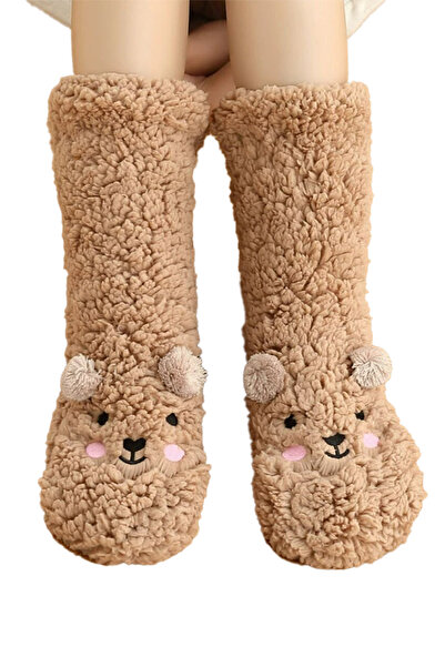 EFAYN.RO Women's socks, warm, soft, with tassels, non-slip, size 36-42 EU, br...