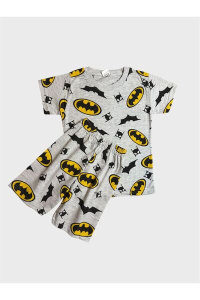 ALİŞ KİDS Boy's Cotton Gray Short Sleeve Shorts Summer Pajama Set