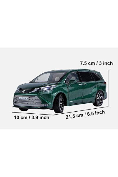 Asya Oyuncak Kutulu Koleksiyon 1 / 24 Ölçek Toyota Sienna MPV Yeşil Metal Araba
