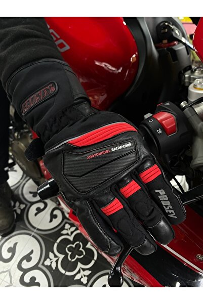 Prosev FİBBA 4002 Kırmızı Kışlık Uzun Motorcu Eldiveni