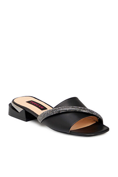 Tergan Siyah Hakiki Deri Kadın Terlik - K25Y1TR67938-A23