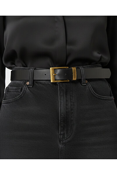 NEW JOURNAL Negru auriu antic pentru femei cu cataramă piele sintetică curea ...