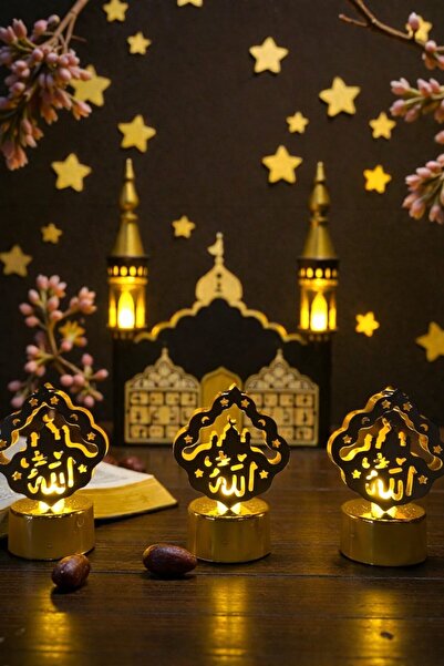 peanelife Ramazan Dekoratif LED Gece Lambası 3’lü Set – Pilli Masa Üstü Mum I...