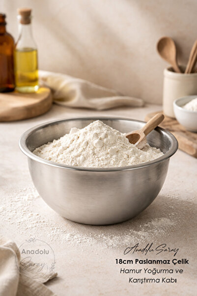 Anadolu Saray 18cm Paslanmaz Çelik Hamur Yoğurma ve Karıştırma Kabı – Profesy...