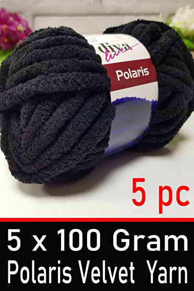 Diva İplik Divapolaris (5*100 г) Товста оксамитова нитка - 10 Чорна