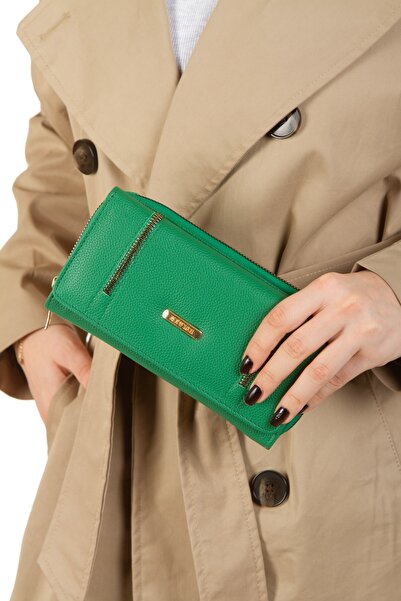 Eliza Portofel și suport pentru carduri din piele vegană pentru femei, cu com...