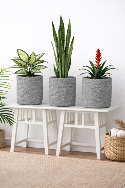 OLİDYA Jüt Hasır Saksı Kılıfı 3’lü Set – 5 Lt PET Şişe Uyumlu, Doğal El Yapım...