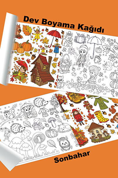 metafortoys Sonbahar Dev Boyama Kağıdı 2.5 metre x 62 cm Kağıt Aktivite Rulosu