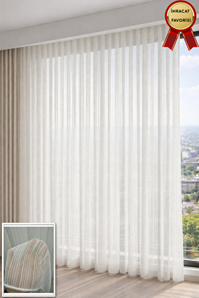 Fluiana Vertis Tül Perde|Fon Perde Uyumlu|Sık Pile Tül Perde|Salon Oturma Oda...