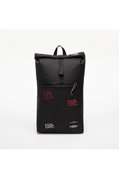 Eastpak up roll Basquiat Quotes Black backpack