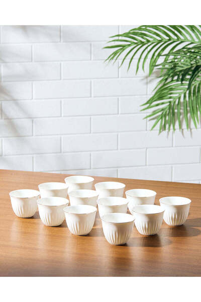 REDTAG طقم أكواب قهوة بيضاء بحافة ذهبية (12 قطعة)