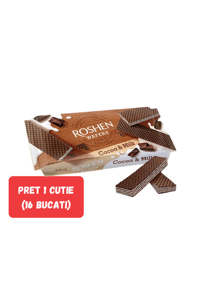 Roshen SET 16 PIECES - Wafers COCOA&MILK, cocoa wafers layered with milk fill...