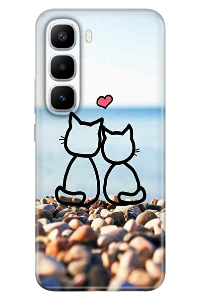 TECNO İnfinix Hot 60 Pro+ Plus Kılıf Renkli Silikon Baskılı TPU Kedilerin Aşkı