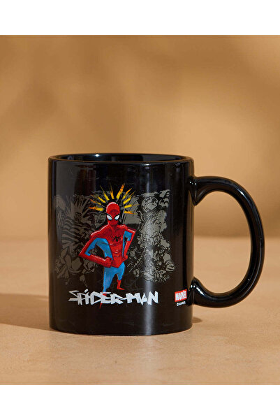REDTAG كوب مطبوع عليه صورة سبايدرمان أسود (11 أونصة)