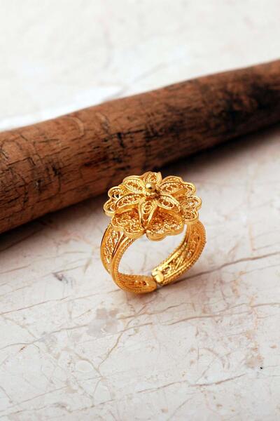 Sümer Telkari Telkari İşlemeli Elişi Papatya 925 Ayar Gümüş Yüzük 5999