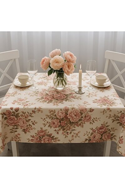 Pucioasa Teflon-coated cotton tablecloth 160x320 cm pink roses