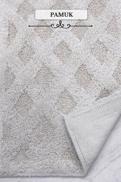 Bestekar Miora Cream Soft Textured Cotton Modern Bath Mat Set Stylish and Comfortable Set