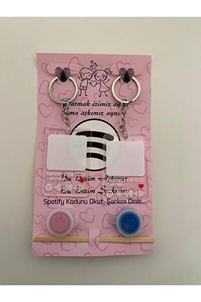 Hiis Store Parmak İzi Tasarımlı Spotify Barkodlu 2’li Akrilik Anahtarlık Seti...