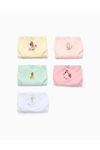 Ziddy Pack of 5 Briefs for Newborn Girls 'Disney Princesses', Multicolour