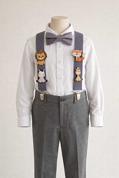 MİO BAMBİNO طقم بنطلون أنيق وربطة عنق للأطفال الأولاد (23 أبريل، أعياد الميلا...