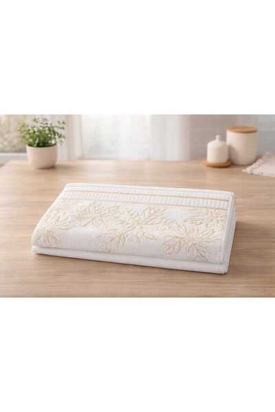madam gold Madamgold Yoncagül Towel 50X90 2 Pieces (1 Pair) Leaf Pattern Dail...
